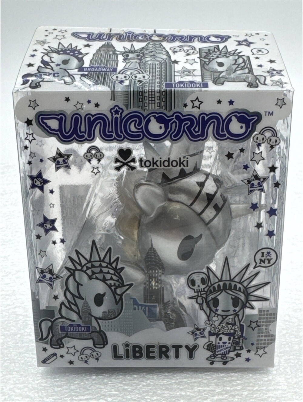 Tokidoki Statue Of Liberty Unicorno Silver Gray 2018 NYCC Exclusive NY Skyline